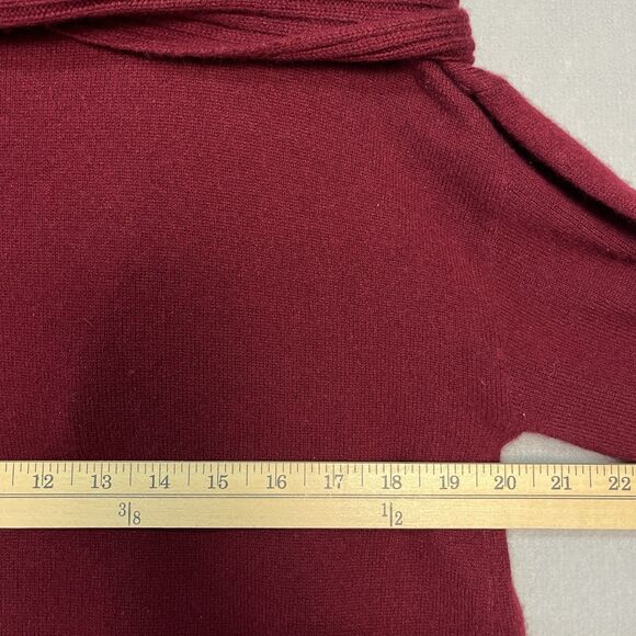 Nordstrom‎ Collection 100% Cashmere Sweater L Burgundy Red Stitch Cowl Neck - Picture 6 of 8